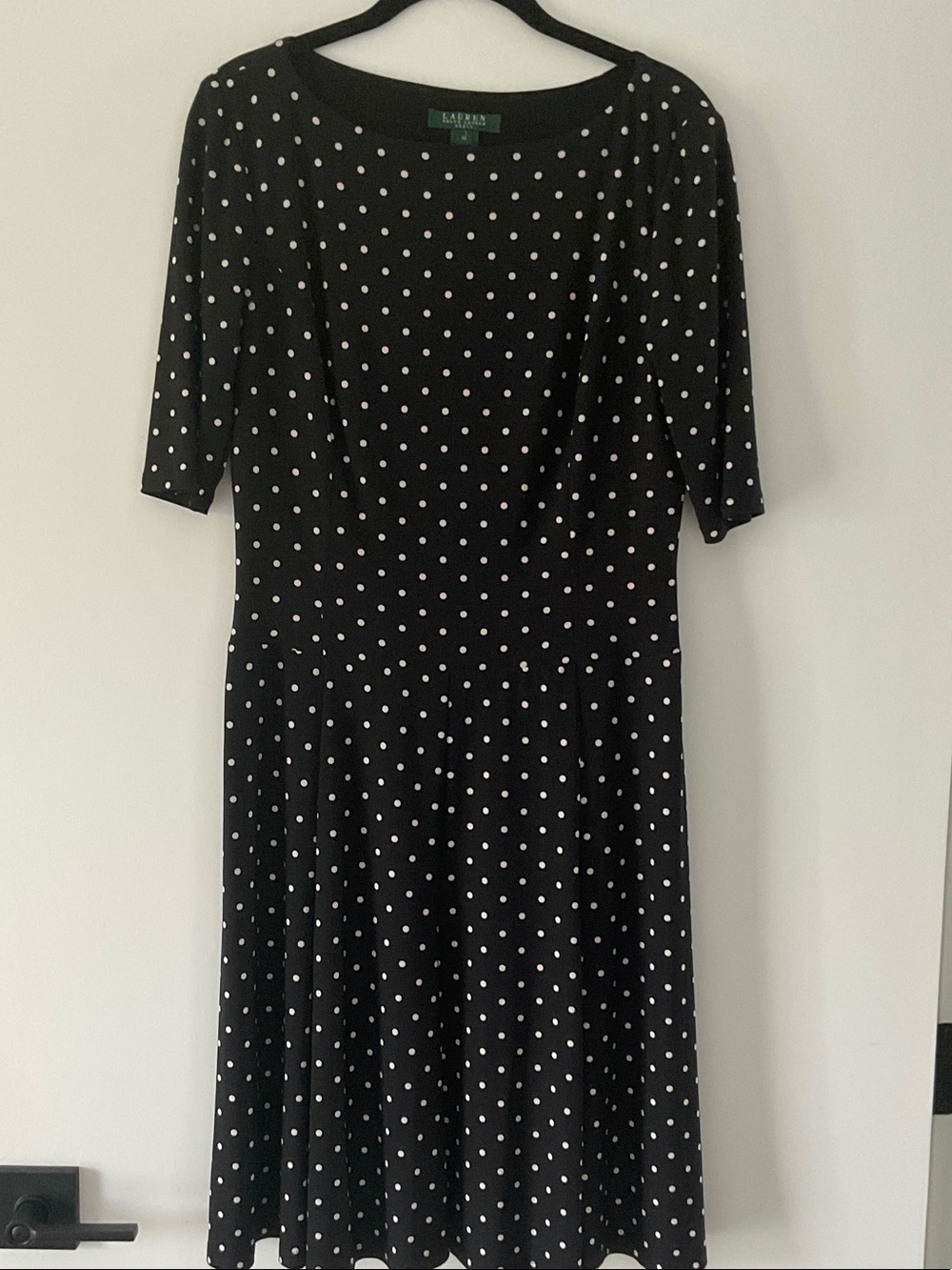 Lauren Ralph Lauren Black and White Polka Dot Midi Dress